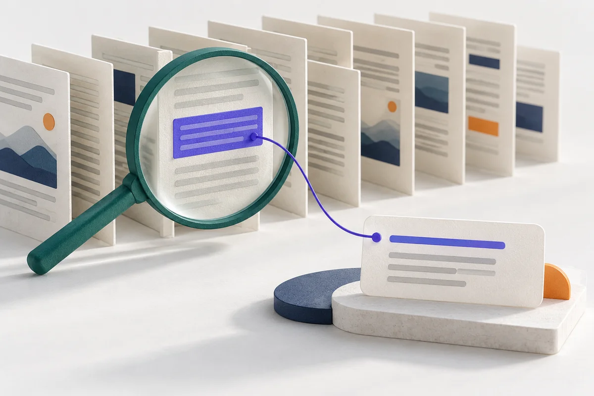 Source documents connected to an evidence-based answer.